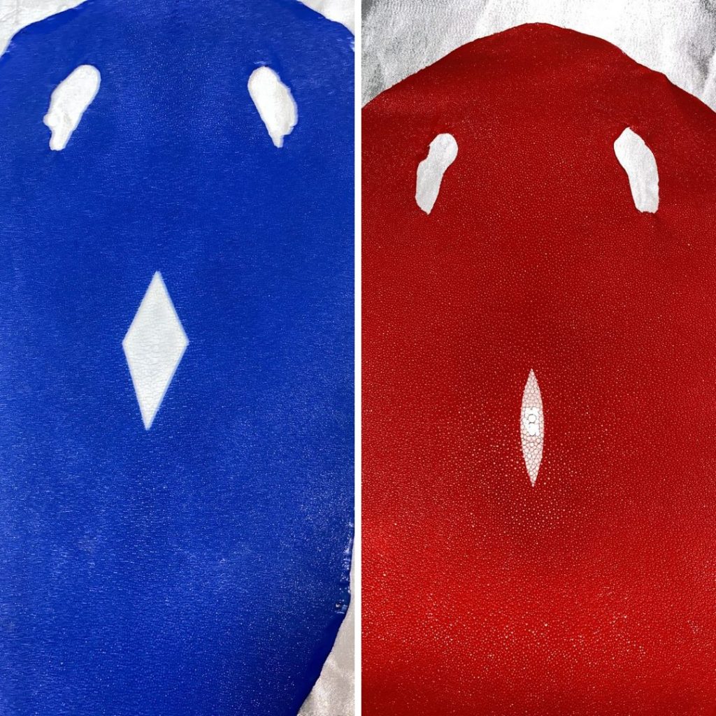 Stingray skins in fire red and blue diamond